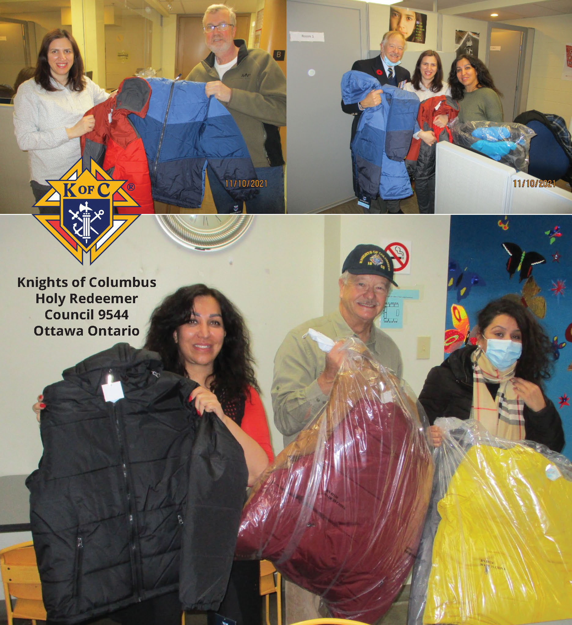 KofC Council 9544 Coats for Kids Donation to Catholic Centre for Immigrants