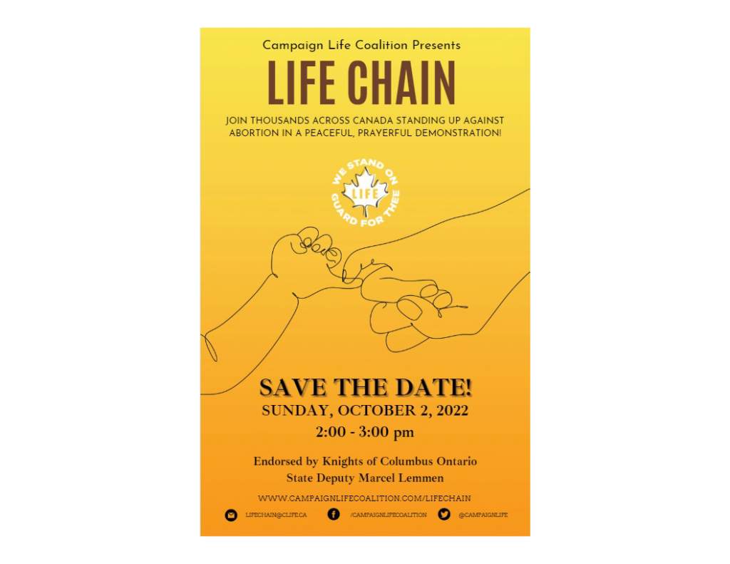 Life Chain 2022 Poster - Campaign Life Coalition