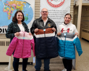 KoC Coats for Kids donation to Margaret D. Bennie school - Leamington