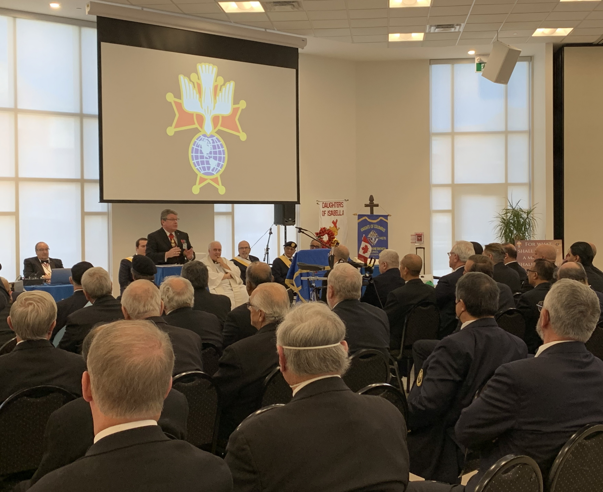 Following the exemplification ceremony the State Deputy, Bruce S. Poulin, was invited to address the Sir Knights, the ladies and guests during the ourth Degree Exemplification on November 18, 2023