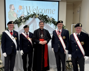 Pope Leo with KofC Honour Guard duing the Mass celebration with Cardinal Francis Leo