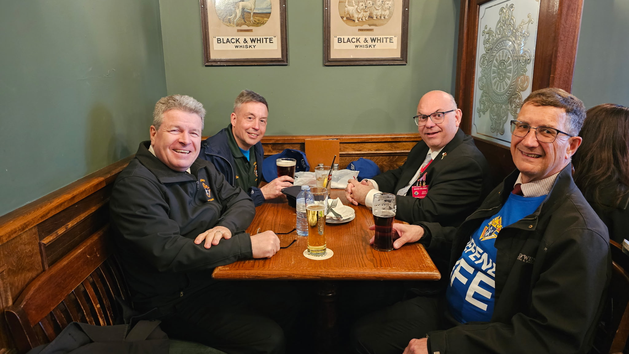 (L-R) Immediate Past State Deputy Bruce S. Poulin, State Life Director Alex Schadenberg, State Deputy David Gelinas, and Saskatchewan State Life Director Louis Roth taking a break after the Rally and March in Ottawa.